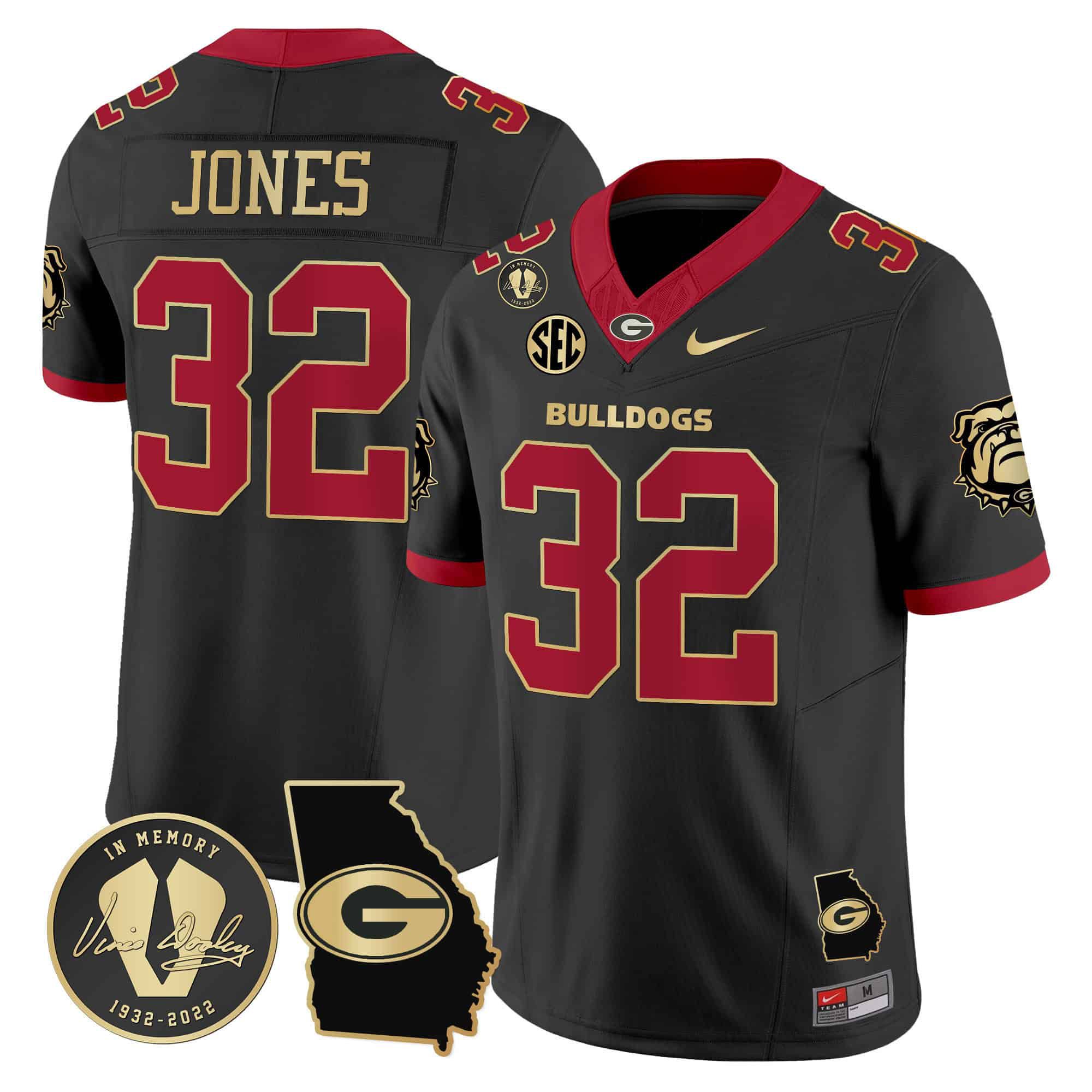 Men Georgia Bulldogs #32 Jones Black 2024 Nike Vapor NCAA Jersey style 1